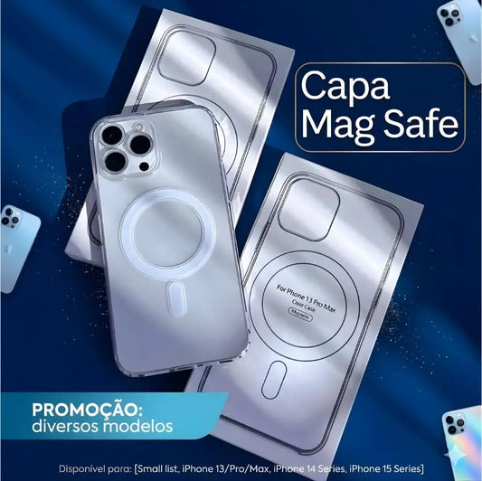Capinha Transparente Magnetica de Luxo Para iPhone 11, 12, 13, 14, XR, X, XS Max, 7, 8 Plus com Proteção de Câmera