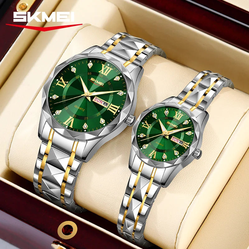 Relógio SKMEI Luxury Premium – Gold & Green