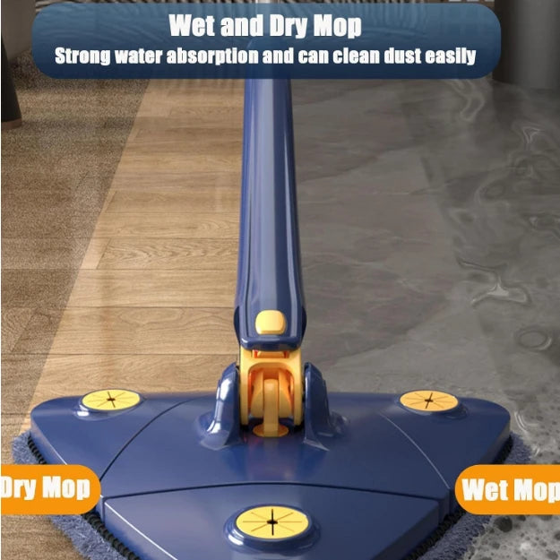 Mop Esfregão Triangular Giratório 360° Ajustável com 2 Refis