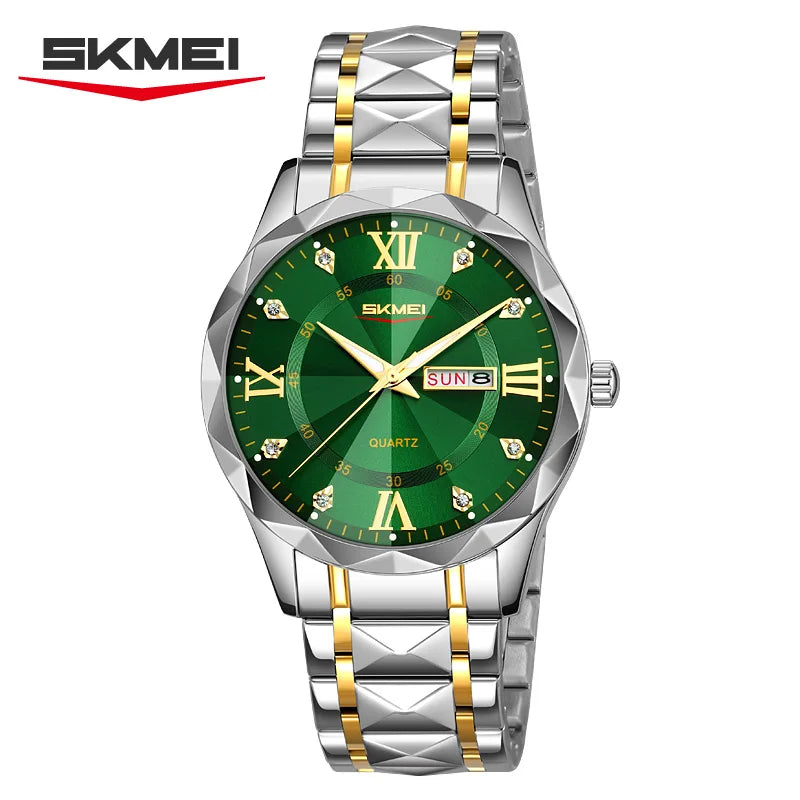 Relógio SKMEI Luxury Premium – Gold & Green