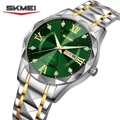 Relógio SKMEI Luxury Premium – Gold & Green