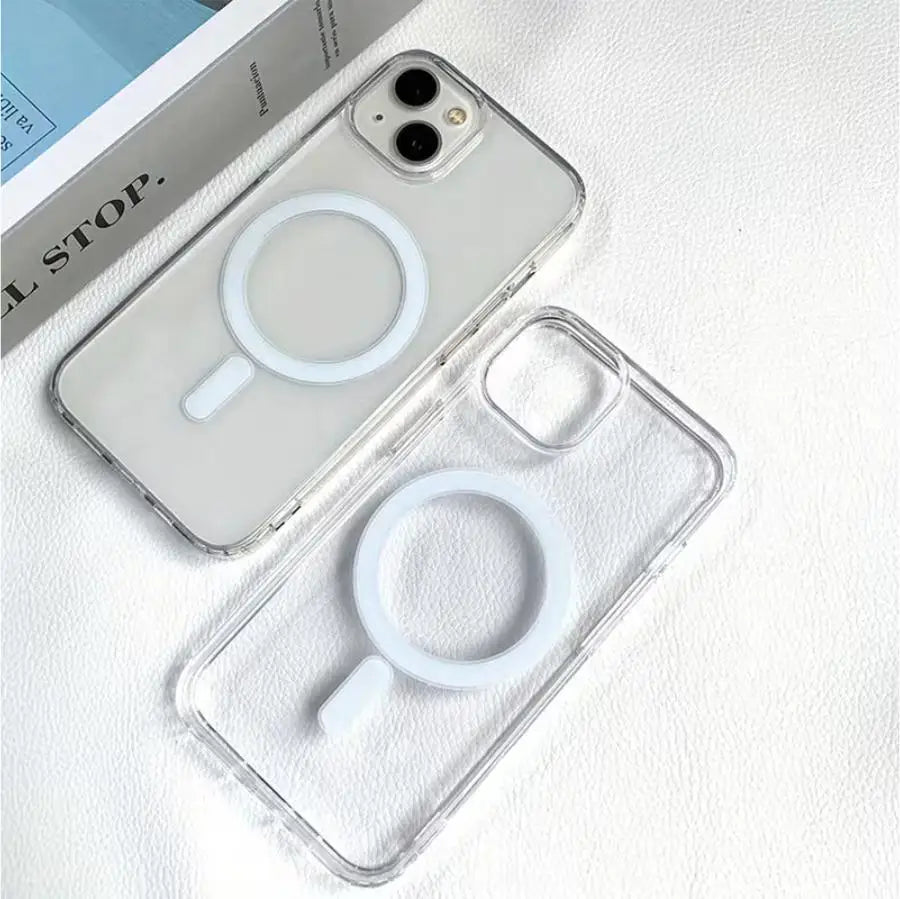 Capinha Transparente Magnetica de Luxo Para iPhone 11, 12, 13, 14, XR, X, XS Max, 7, 8 Plus com Proteção de Câmera