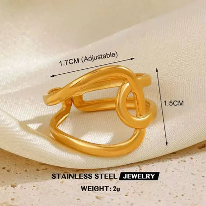 Anel Feminino Gold vazado – Aço Inoxidável À Prova D'água