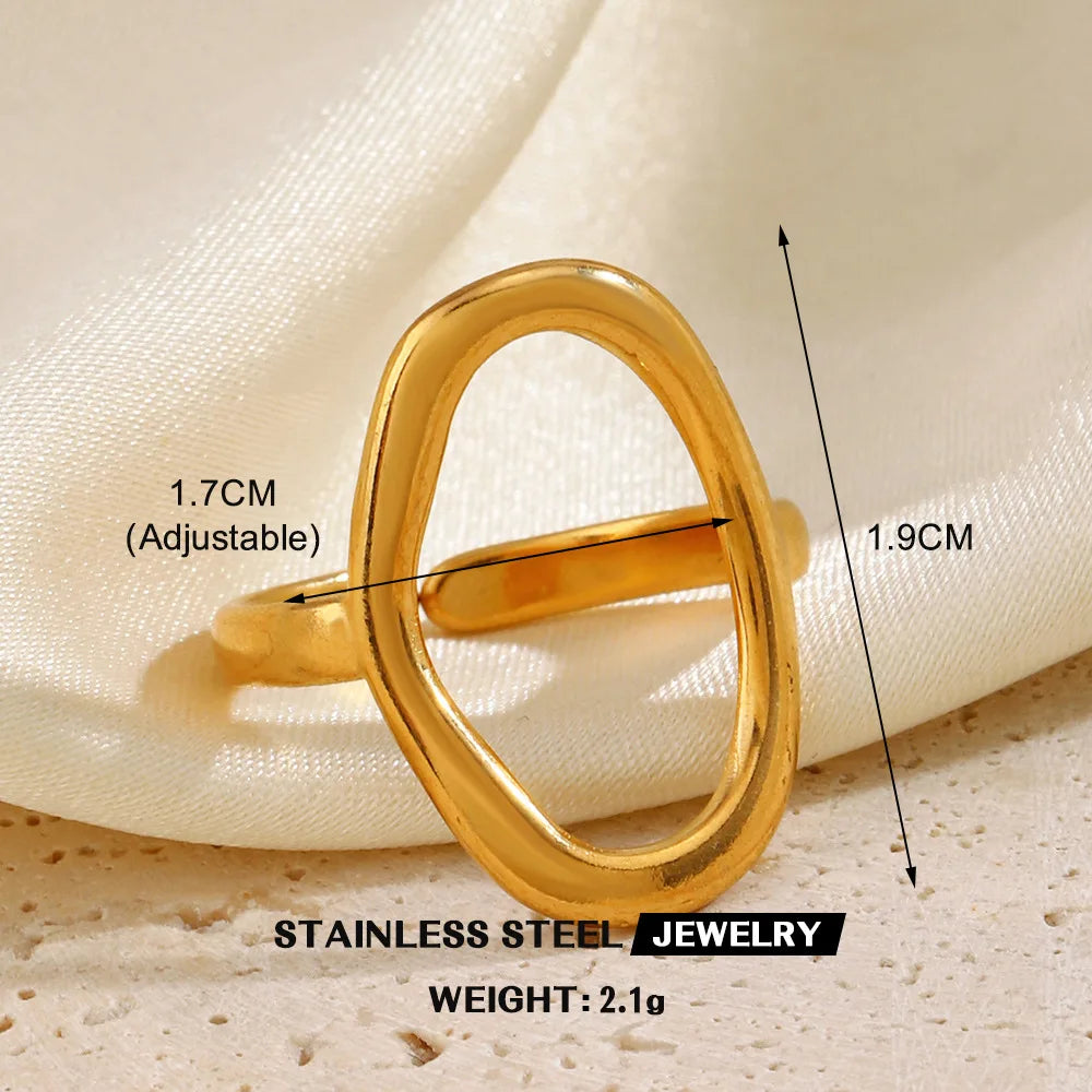 Anel Feminino Gold vazado – Aço Inoxidável À Prova D'água