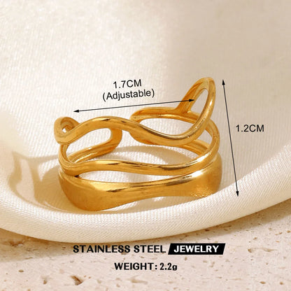 Anel Feminino Gold vazado – Aço Inoxidável À Prova D'água