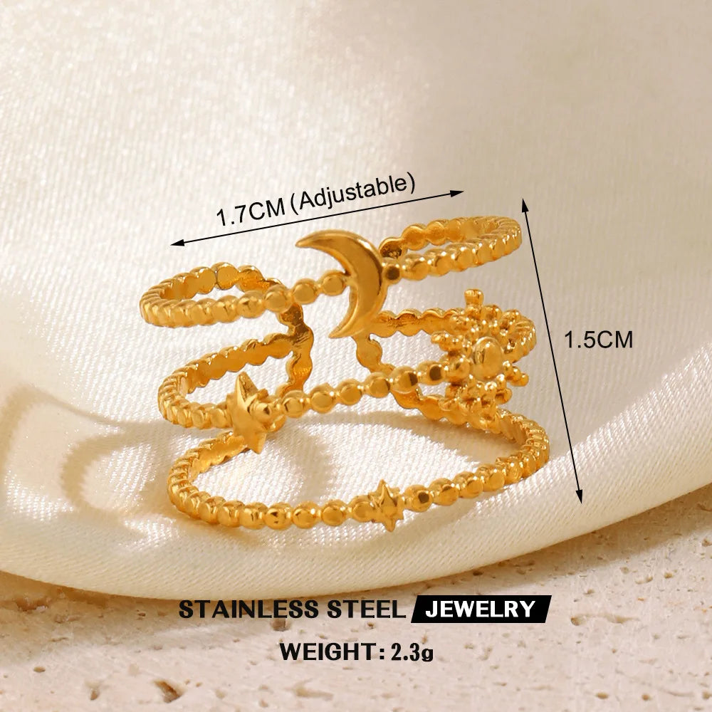 Anel Feminino Gold vazado – Aço Inoxidável À Prova D'água