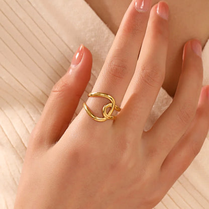 Anel Feminino Gold vazado – Aço Inoxidável À Prova D'água