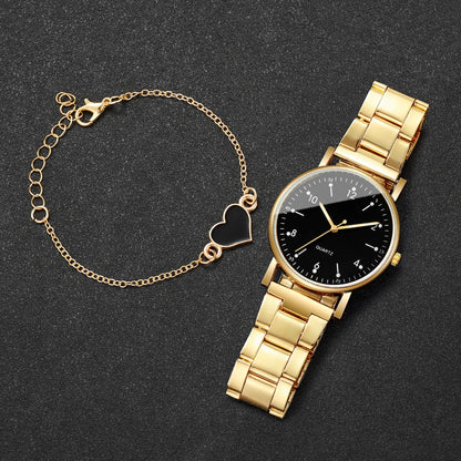 Kit Relógio Feminino Árabe Gold Luxury + Pulseiras de Brinde
