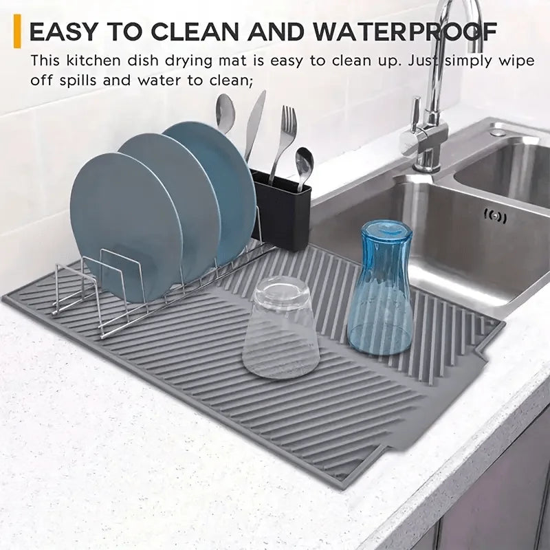 Silicone Draining Mat, Dish Drying Pad, Folding Draining Mat, Large Drain Pad, Drainer Mat, Heat Resistant Pot Mat