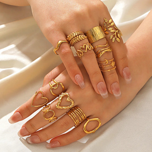 Anel Feminino Gold vazado – Aço Inoxidável À Prova D'água