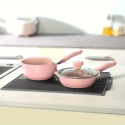 Silicone Draining Mat, Dish Drying Pad, Folding Draining Mat, Large Drain Pad, Drainer Mat, Heat Resistant Pot Mat