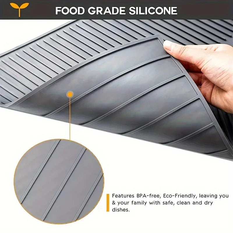 Silicone Draining Mat, Dish Drying Pad, Folding Draining Mat, Large Drain Pad, Drainer Mat, Heat Resistant Pot Mat