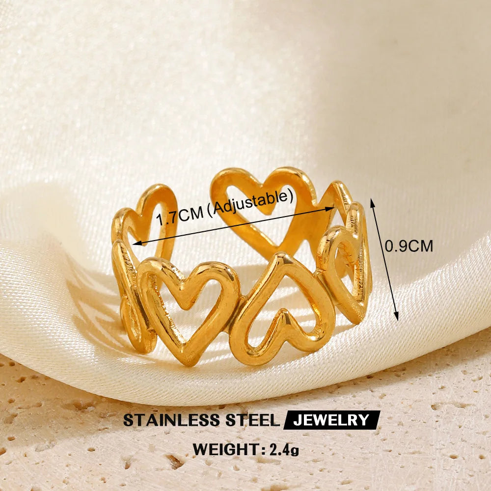 Anel Feminino Gold vazado – Aço Inoxidável À Prova D'água