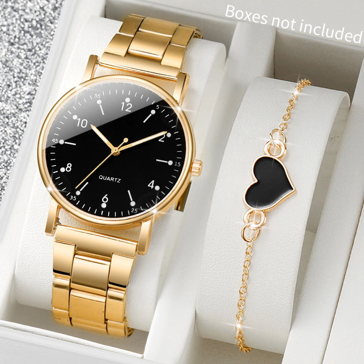 Kit Relógio Feminino Árabe Gold Luxury + Pulseiras de Brinde