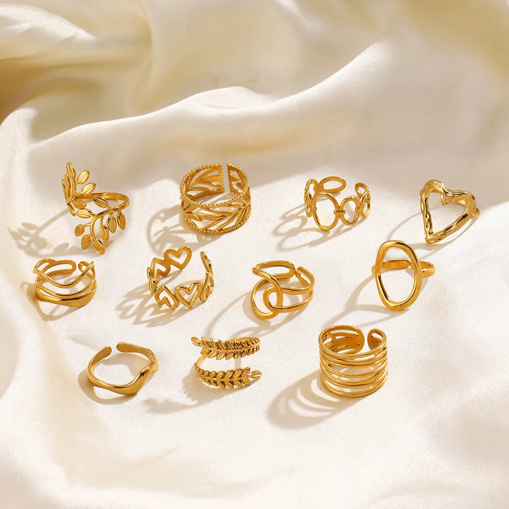 Anel Feminino Gold vazado – Aço Inoxidável À Prova D'água