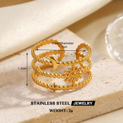 Anel Feminino Gold vazado – Aço Inoxidável À Prova D'água