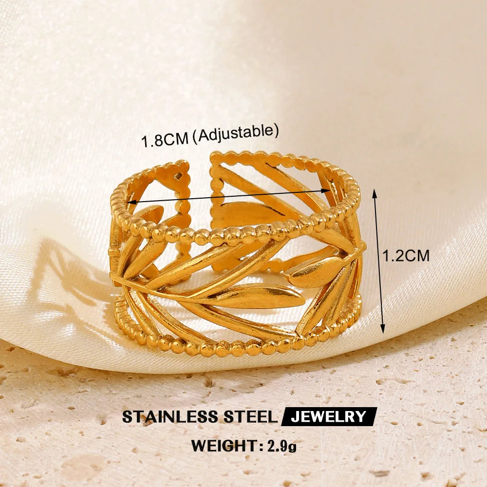 Anel Feminino Gold vazado – Aço Inoxidável À Prova D'água