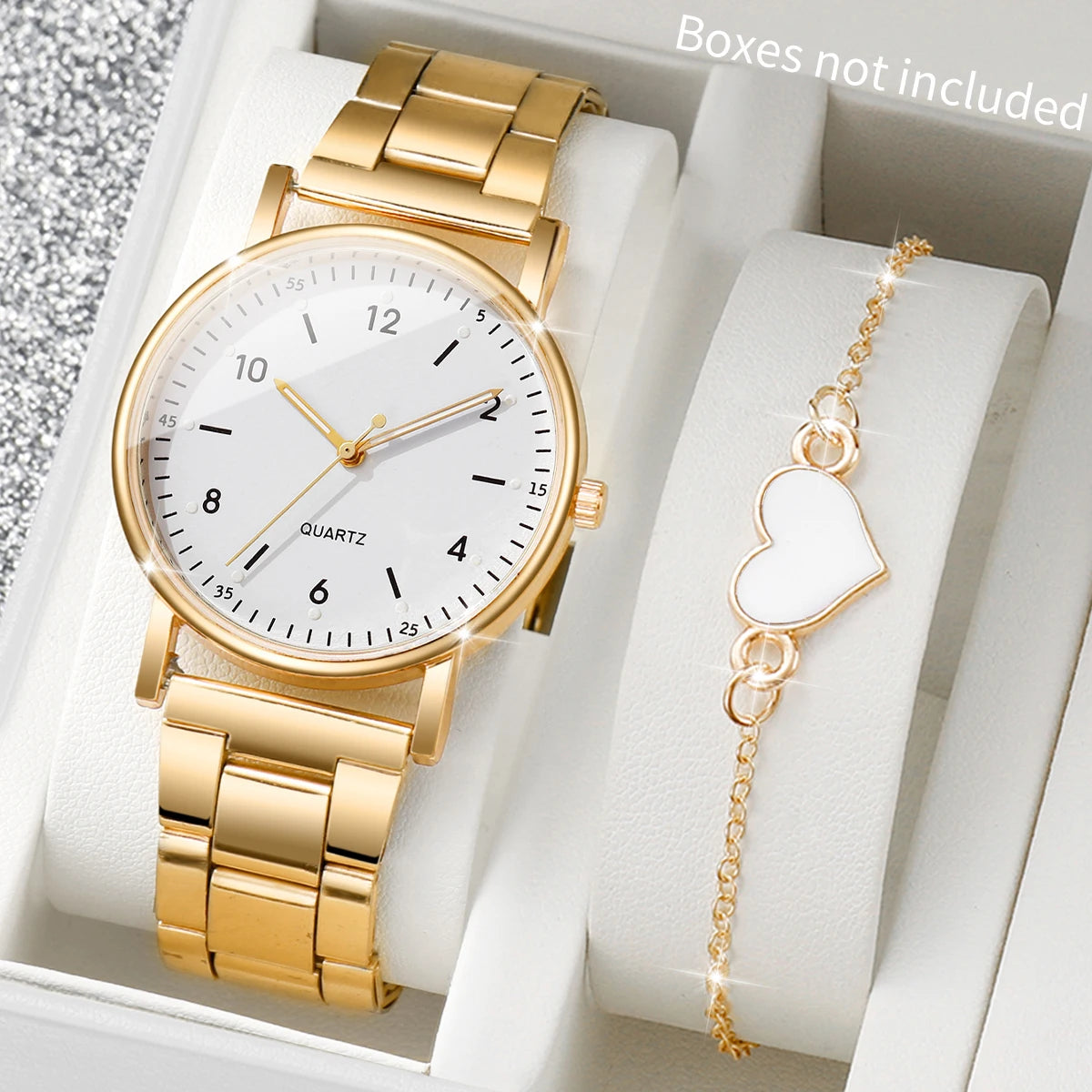 Kit Relógio Feminino Árabe Gold Luxury + Pulseiras de Brinde