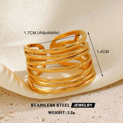 Anel Feminino Gold vazado – Aço Inoxidável À Prova D'água