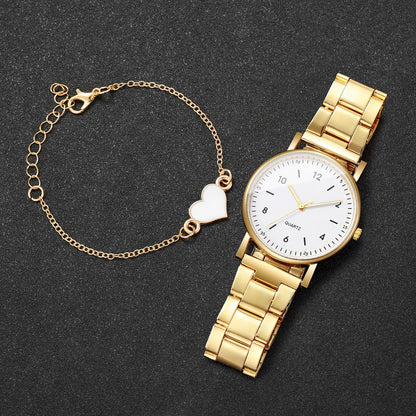Kit Relógio Feminino Árabe Gold Luxury + Pulseiras de Brinde