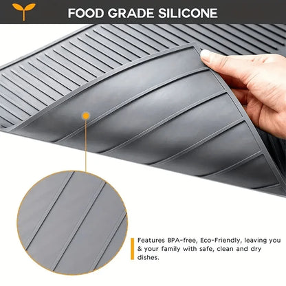 Silicone Draining Mat, Dish Drying Pad, Folding Draining Mat, Large Drain Pad, Drainer Mat, Heat Resistant Pot Mat