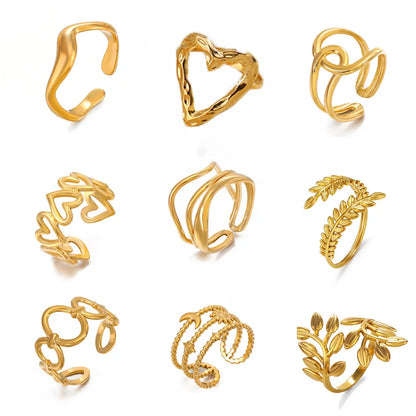 Anel Feminino Gold vazado – Aço Inoxidável À Prova D'água